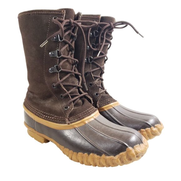 Cabelas Mens Size 8 Insulated Brown Duck Boots Lace-Up Waterproof - Picture 1 of 8